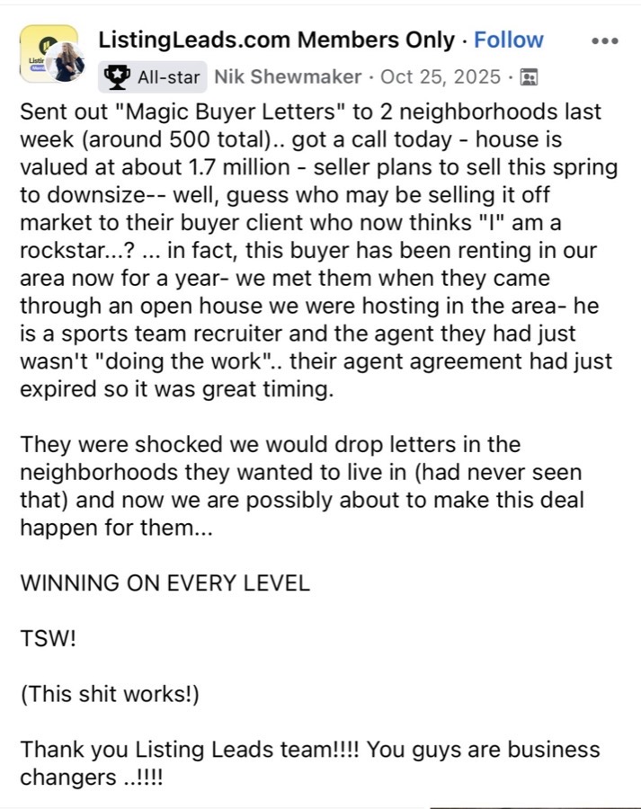 A member win with the Magic Buyer letter