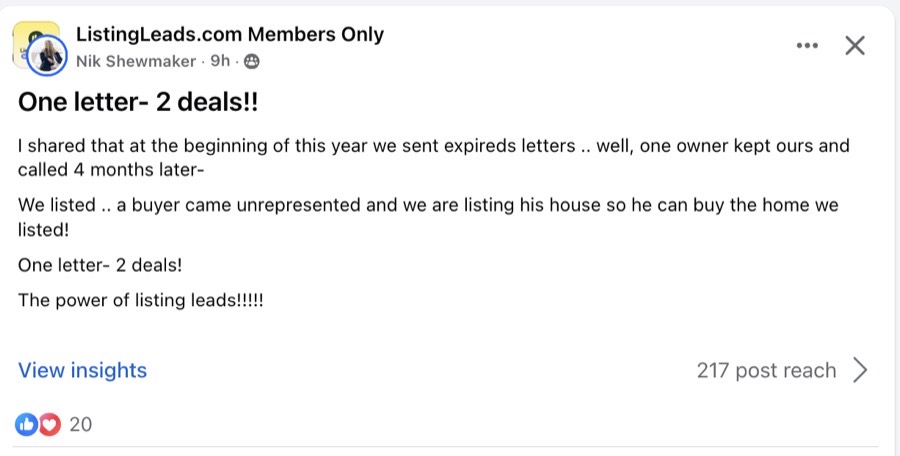 A member win with the Expired letters