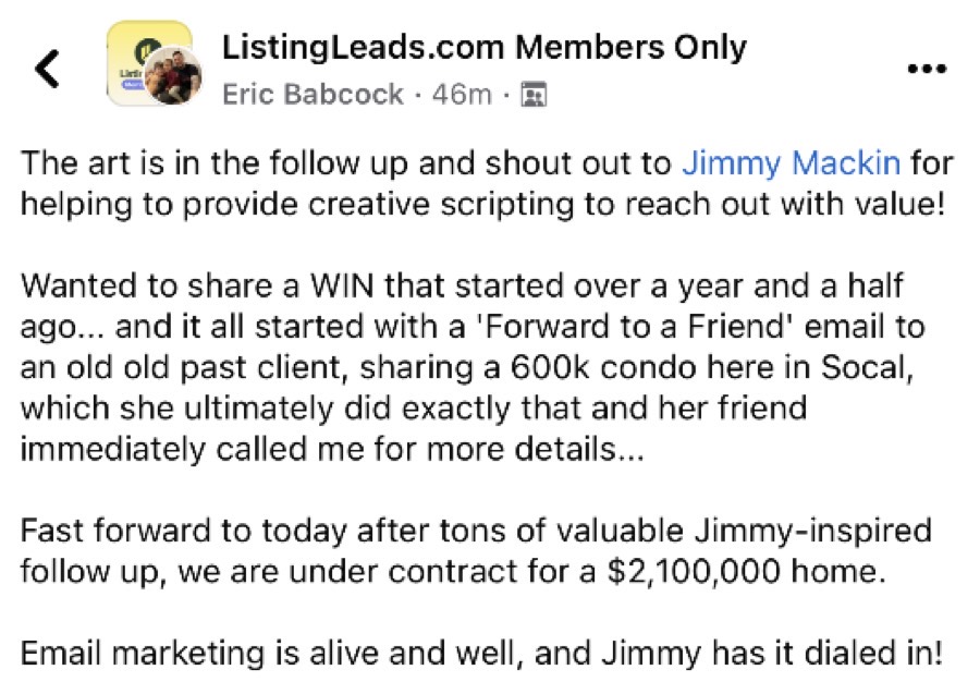 A member win with the Email