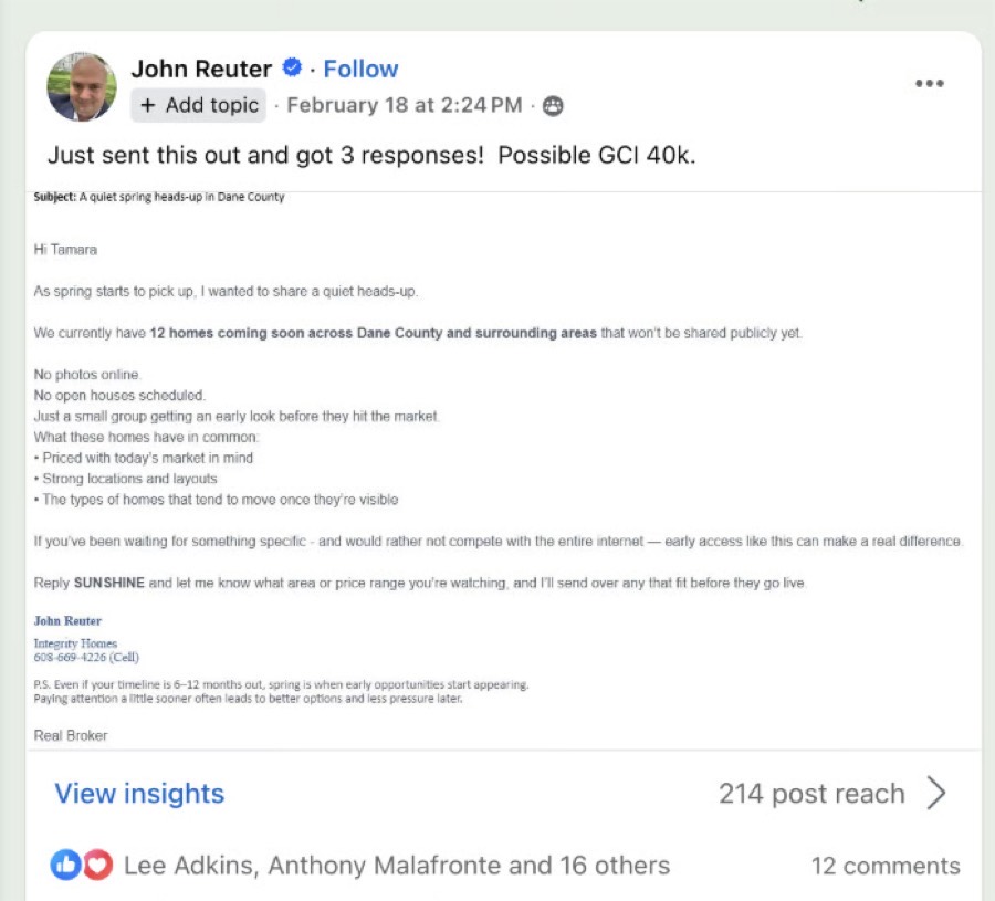 A member win with the Email