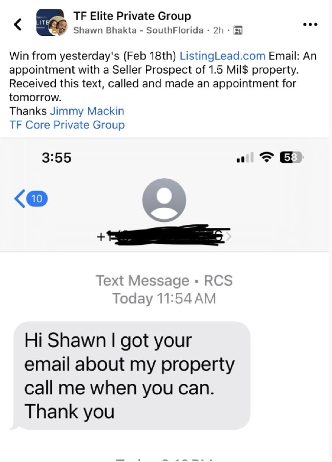 Listing Leads member success story